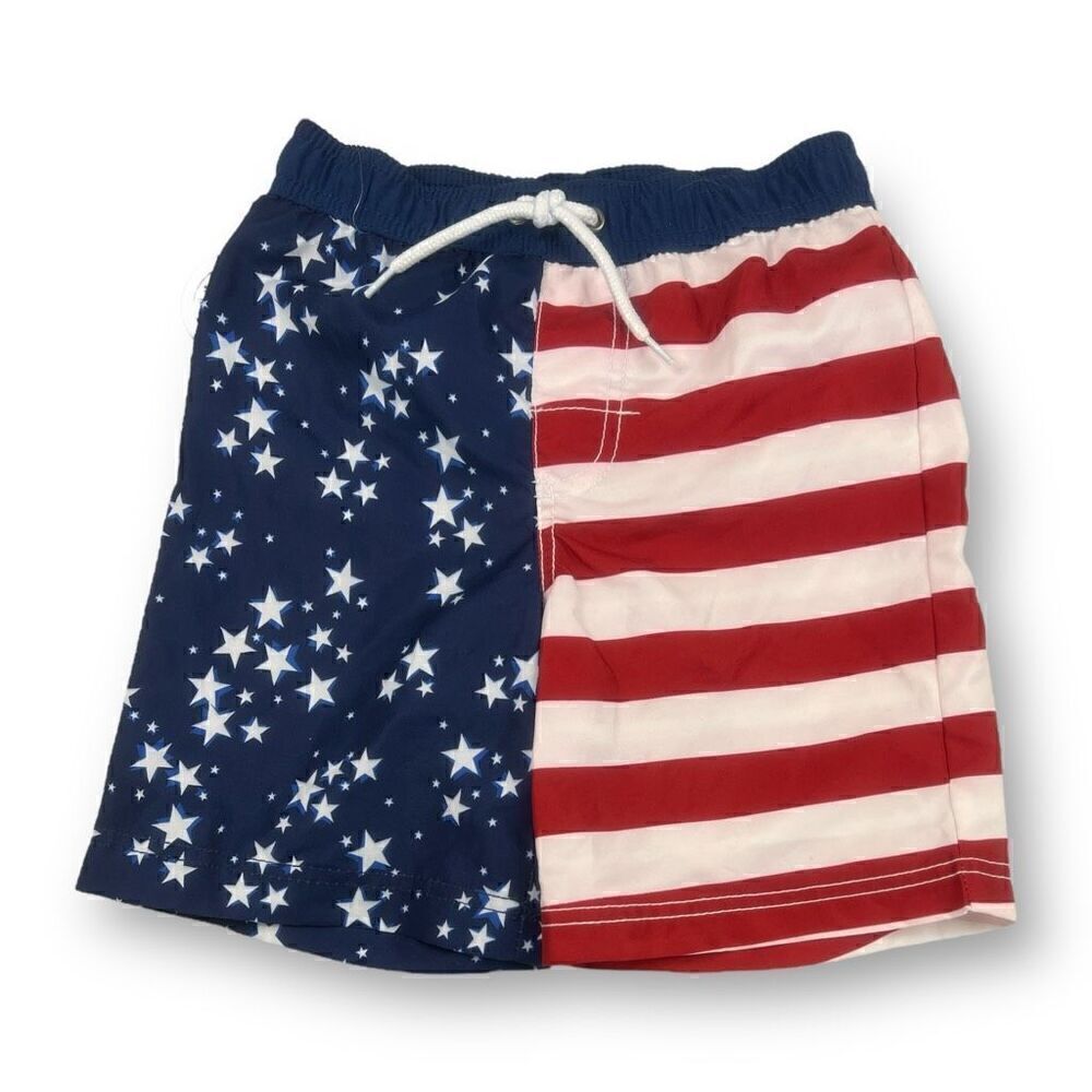 Oshkosh B’Gosh Boys Patriotic Stars And Stripes July 4th Swim Trunks